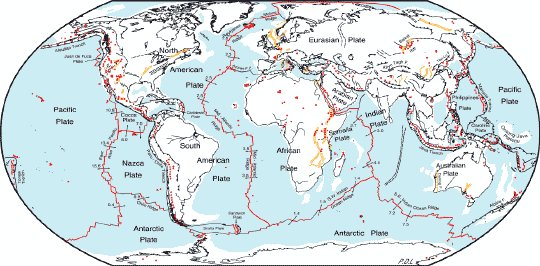 Tectonic plates on earth